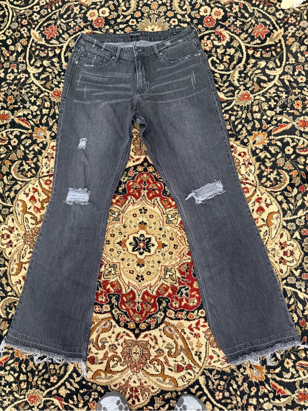 size 32 women’s NWT Dear John Rosie Flare Black Distressed Jeans